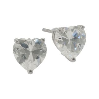 Bridge Jewelry Cubic Zirconia Heart Earrings Sterling Silver