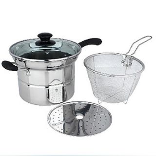7 QT Stainless Steel Soup Pot with Handle and Cover, W21.5cm x L21.5cm x H19cm
