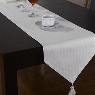Classic Polyester Cotton Blend Piece Dye Jacquard Stripe Table Runners
