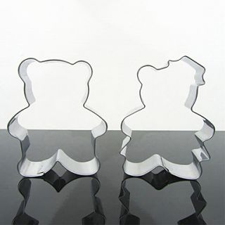 Lovely Couple Bear Shape Cookie Cutter Set, Two Pieces, Stainless Steel