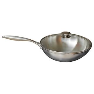 3 layer Dia 12.5 Steel Wok with Cover and Handle, W32.5cm x L59cm x H14cm