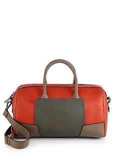 Brunello Cucinelli Colorblock Leather Bowler Bag   Red