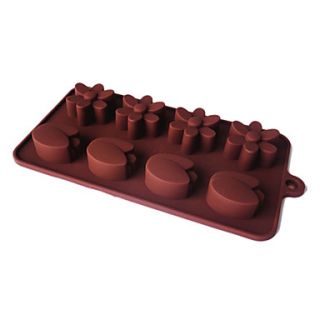 Silicone Eight Holes Chocolate Tray with Two Flowers Assorted(Color Randoms)