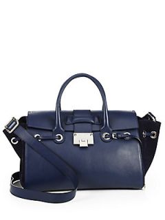 Jimmy Choo Leather & Suede Flap Tote   Ink