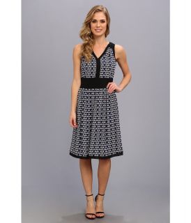 Anne Klein Abstract Diamond Fit And Flare Dress Womens Dress (Black)