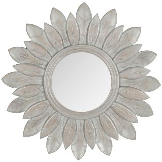 Sunburst King Round Wall Mirror, Grey