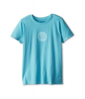 Life is good Kids Vintage Baseball Crusher Tee Girls T Shirt (Blue)