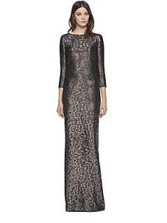 Gucci Lurex Leopard Jacquard Gown   Platinum Black