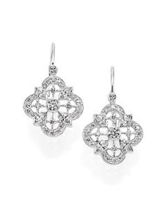 Kwiat Diamond & 18K White Gold Clover Drop Earrings   White Diamond