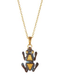24K Hammered Gold Pantheon Frog Pendant Necklace