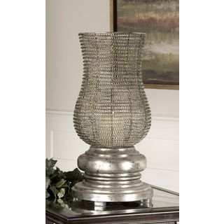 Rickma Silvertone Woven Metal Candleholder