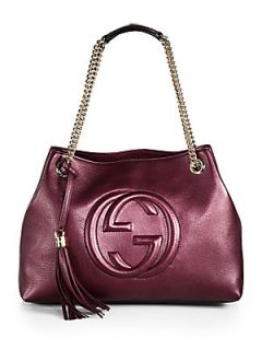 Gucci Soho Metallic Leather Shoulder Bag   Burgundy
