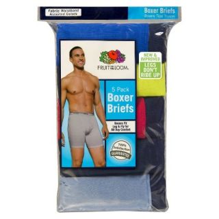 Fruit of the Loom Mens 5 Pack Soft Covered Waistband Boxer Briefs   XL