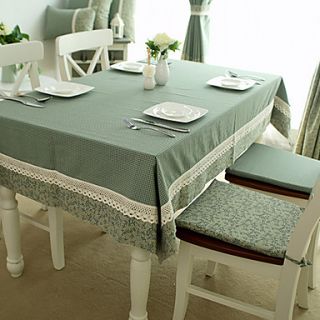 American Country Style Cyan Check Poly/Cotton Table Cloths