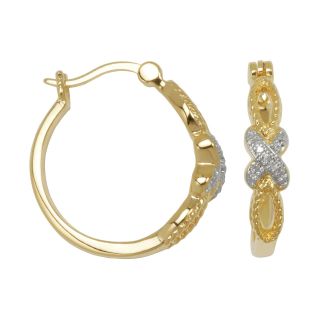 Bridge Jewelry Diamond Accent Hoop Earrings 18K Plated
