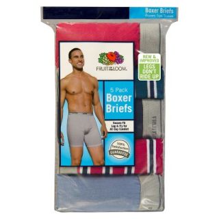 Fruit of the Loom Mens 5 Pack Stripe and Solid Boxer Briefs   S