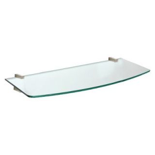 Wall Shelf Convex Clear Glass Shelf With Stainless Steel Cuadro Supports   23.