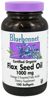 Bluebonnet Nutrition   Certified Organic Flax Seed Oil 1000 mg.   100 Softgels