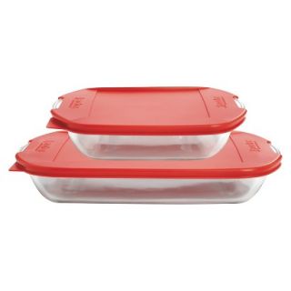 Anchor Hocking Glass Embrace Bake Set with Lid   Clear/Red