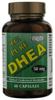 Only Natural   DHEA 99% Pure 50 mg.   60 Capsules