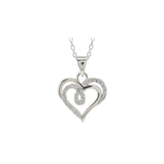 Bridge Jewelry Pure Silver Plated Double Heart Necklace, Gray