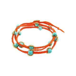 Beaded Wrap Bracelet, Orange