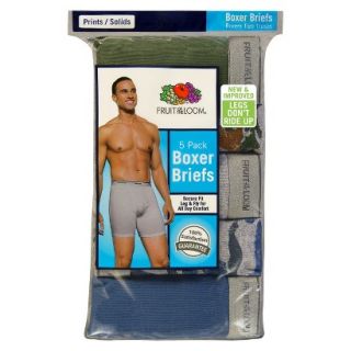 Fruit of the Loom Mens 5 Pack Black and Gray Boxer Briefs   S