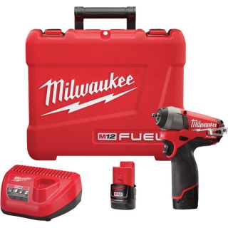 Milwaukee M12 FUEL Cordless Impact Wrench Kit   1/4 Inch Sq., 12 Volt, With