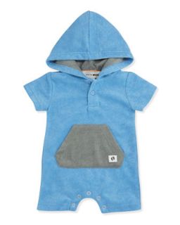 2 Tone Terrycloth Playsuit, Light Blue/Gray, 0 12 Months