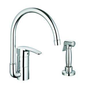 GROHE Eurostyle Single Handle Side Sprayer Kitchen Faucet in Chrome with SilkMove Ceramic Cartridge 33 980 001