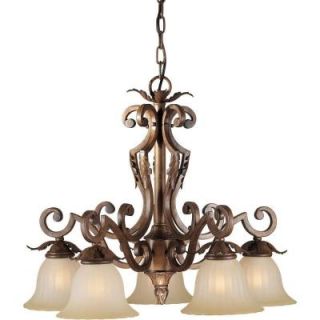 Illumine 5 Light Rustic Sienna Chandelier with Umber Glass Shade DISCONTINUED CLI FRT2435 05 41