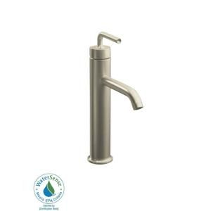 KOHLER Purist Tall Single Hole 1 Handle Low Arc Bathroom Faucet with Straight Lever Handle in Vibrant Brushed Nickel K 14404 4A BN