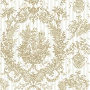 The Wallpaper Company 56 sq. ft. Biscuit Cherub Damask Wallpaper WC1281920