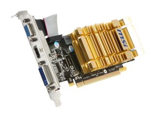 MSI R4550 MD1GH Radeon HD 4550 1GB 64 bit GDDR3 PCI Express 2.0 x16 HDCP Ready CrossFireX Support Low Profile Ready Video Card