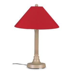 Patio Living Concepts Bahama Weave 34 in. Outdoor Mojavi Table Lamp with Jockey Red Shade 33155