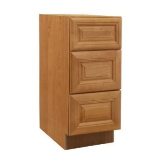 Home Decorators Collection Assembled 15x28.5x21 in. Desk Height Base Cabinet with 3 Drawers in Laguna Cinnamon DDR15 LCN