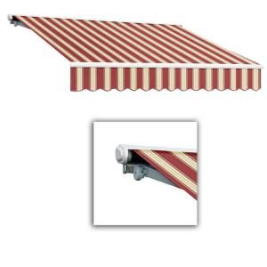 AWNTECH 18 ft. Galveston Semi Cassette Left Motor with Remote Retractable Awning (120 in. Projection) in Burgundy/White Multi SCL18 443 BWM