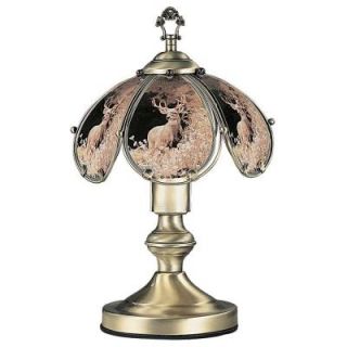ORE International 14.25 in. Deer Antique Brass Touch Lamp K316