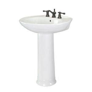 Foremost Aden Lavatory and Pedestal Combo in White FL 2630 8W