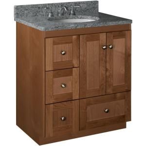Simplicity by Strasser Shaker30 in. W x 21 in D x 34 1/2in H Vanity Cabinet Only with Left Drawers in Medium Alder 01.326.2