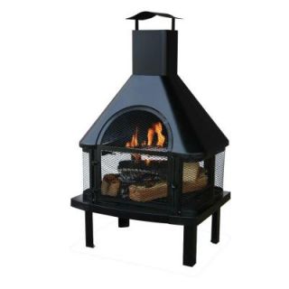 UniFlame Black 45 in. Firehouse with Chimney WAF1013C