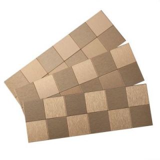 Aspect Square Matted 4 in. x 12 in. Metal Backsplash Tile in Brushed Champagne A94 51