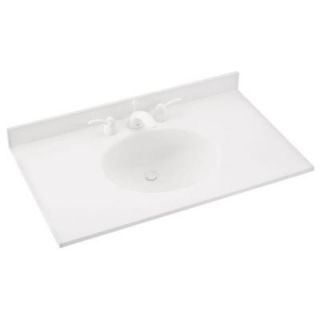 Swanstone Ellipse 37 in. Solid Surface Vanity Top in White with White Basin VT1B1937 010