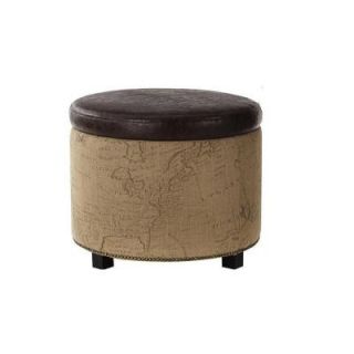 Home Decorators Collection Chambers Brown Round Canvas Shoe Ottoman 1587600820