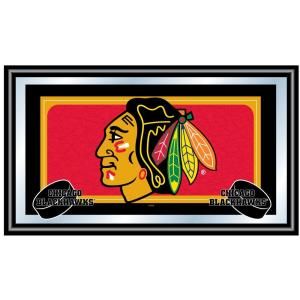 Trademark NHL Chicago Blackhawks Logo 15 in. x 26 in. Black Wood Framed Mirror NHL1525 CBH