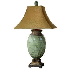 Global Direct 37 in. Blue Green Mosaic Table Lamp 26516