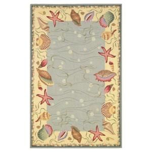 Kas Rugs Seaside Border Blue/Ivory 8 ft. x 10 ft. 6 in. Area Rug COL18048X106