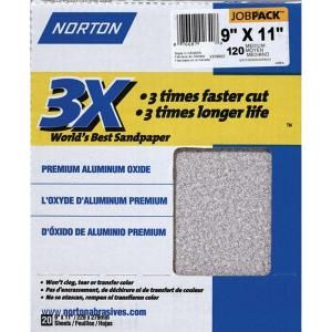 Norton 9 in. x 11 in. 120 Grit Medium Premium Aluminum Oxide Sanding Sheets 02639