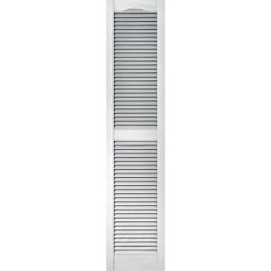 Builders Edge 15 in. x 67 in. Louvered Shutters Pair in #117 Bright White 010140067117
