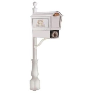 Whitehall Products Deluxe Chalet Mailbox Package in White 16173